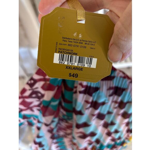 Ryegrass Women's Size XXL Multicolor Sheer Geometric Pleated Blouse #0141 - Picture 6 of 8